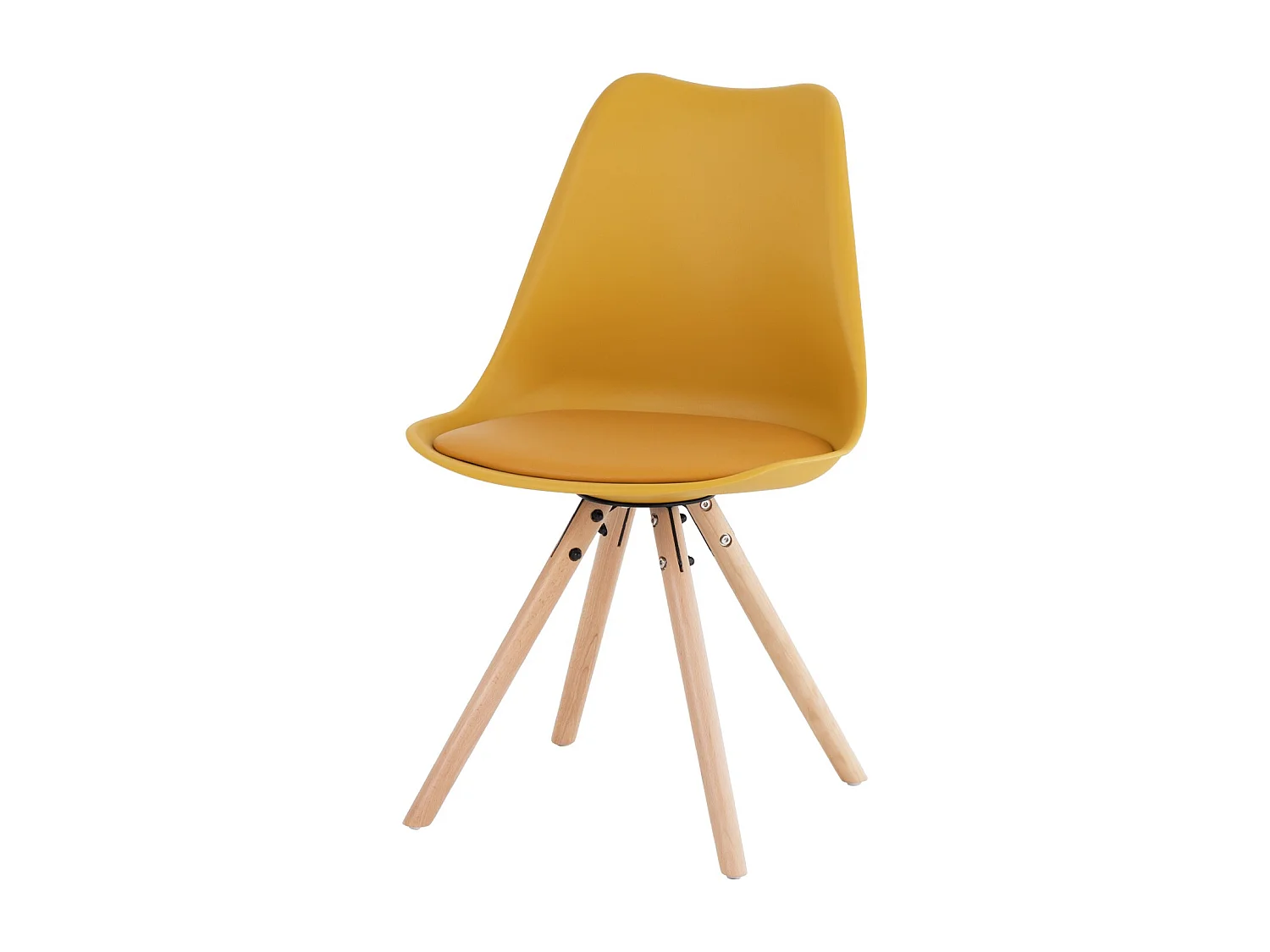 Chaise scandinave moutarde assise coussin simili cuir Norda