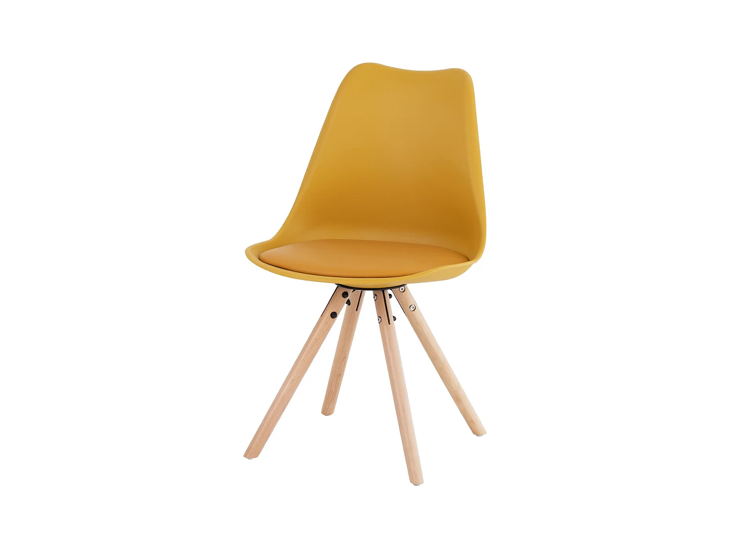 Chaise scandinave moutarde assise coussin simili cuir Norda