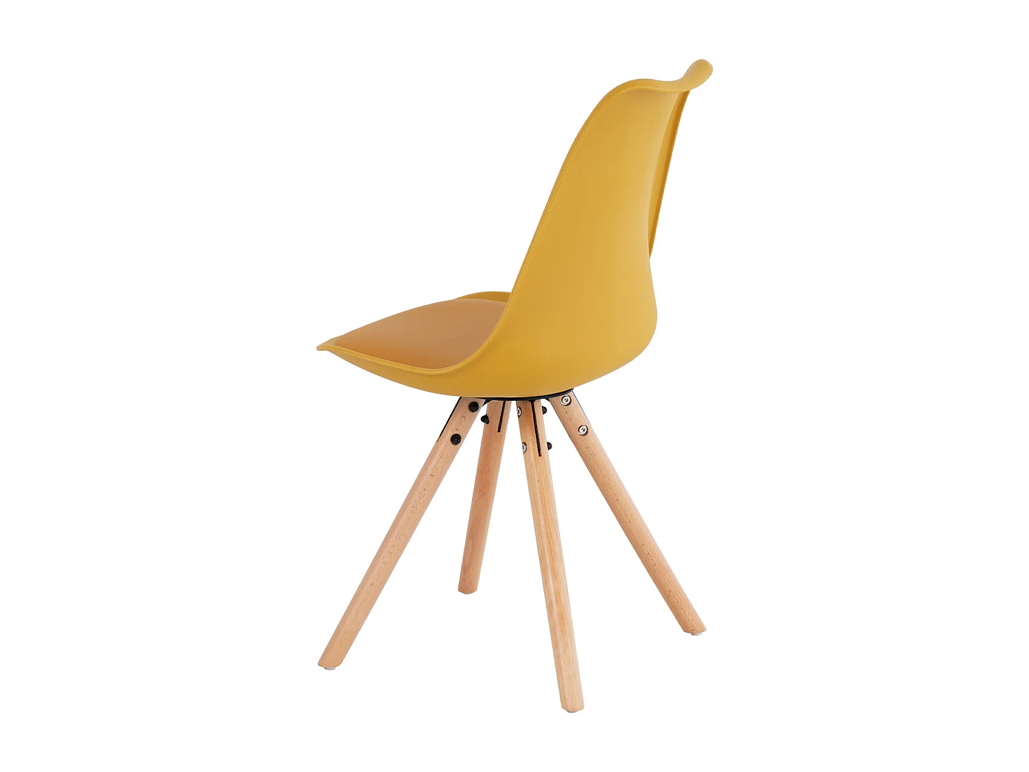 Chaise scandinave moutarde assise coussin simili cuir Norda