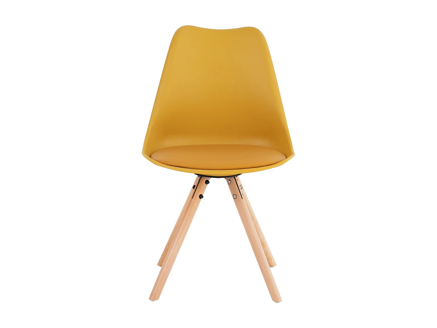 Chaise scandinave moutarde assise coussin simili cuir Norda