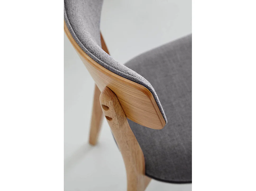 Chaise en bois et tissu Bonka – Élégance et confort-Couleur Naturel/Gris foncé