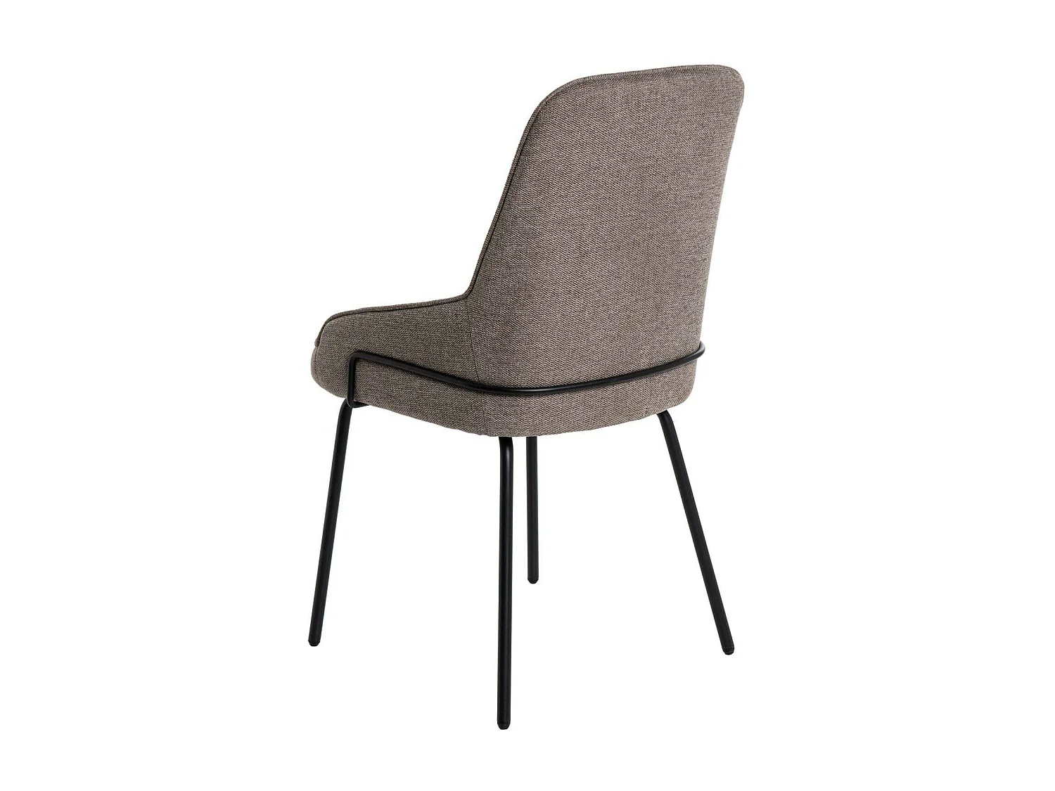 Chaise moderne tissu marron et pieds métal noir Loven