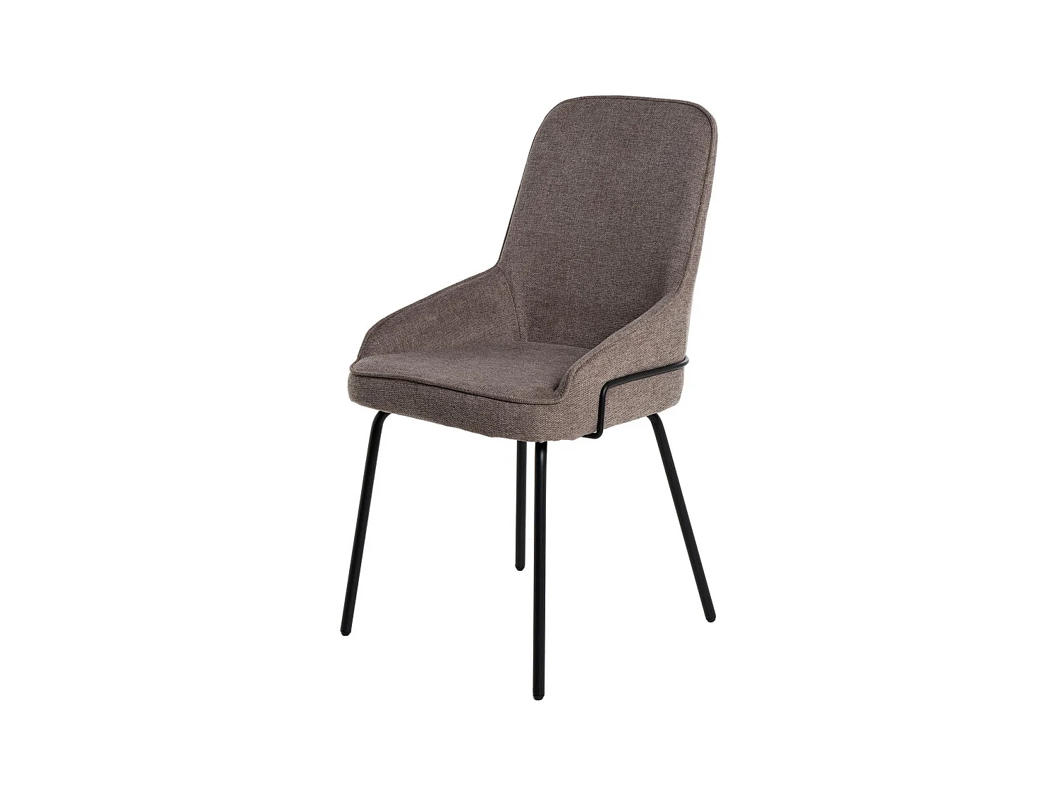 Chaise moderne tissu marron et pieds métal noir Loven