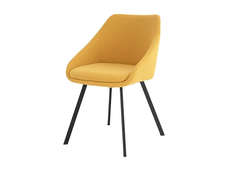 Chaise moderne tissu jaune moutarde et pieds métal noir Galie