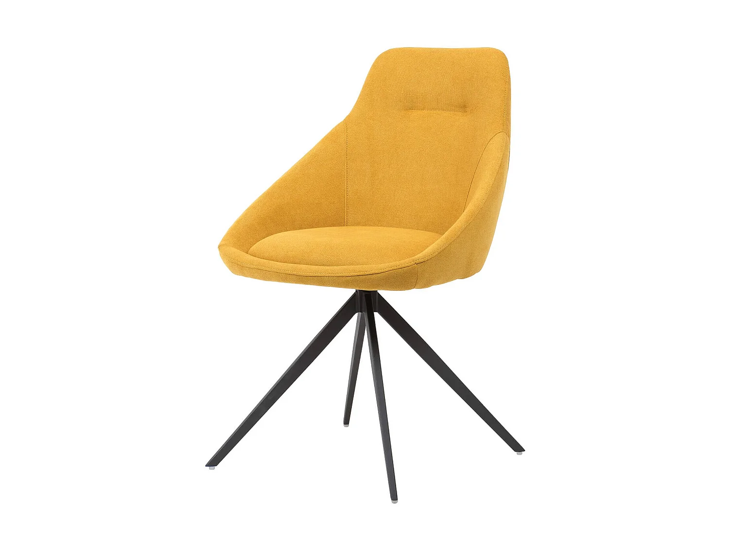Chaise pivotante à 180º avec accoudoirs tissu jaune moutarde et pieds métal noir Kalo