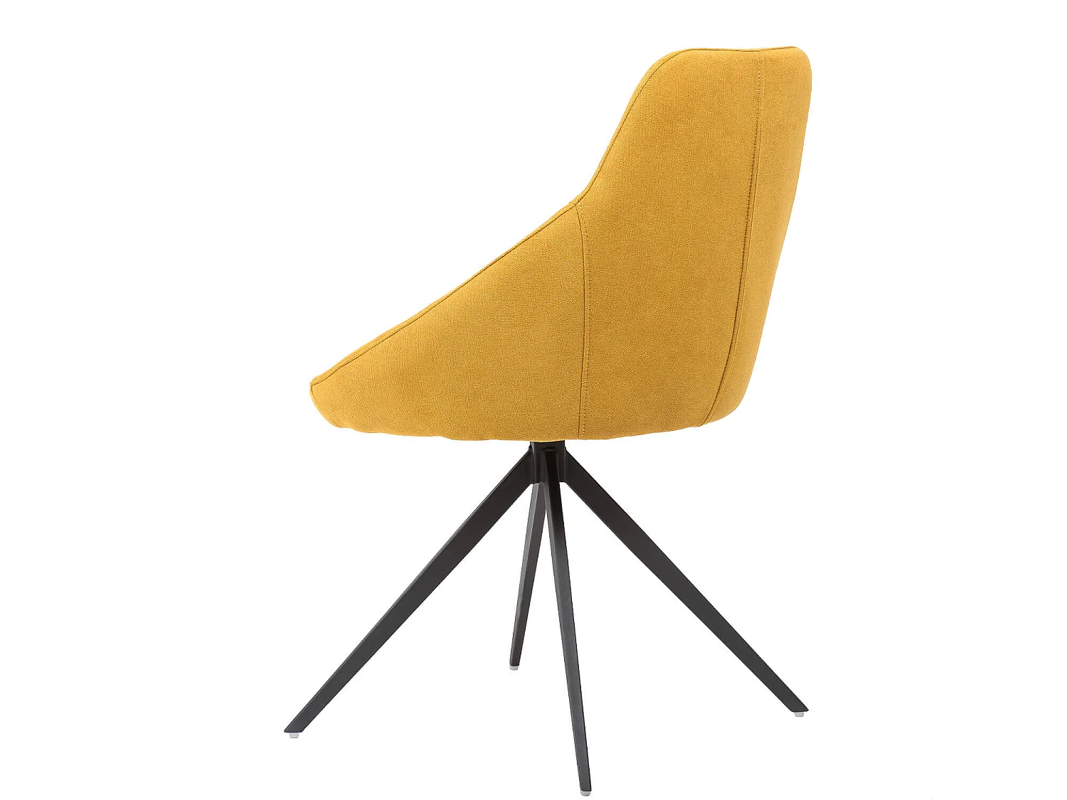 Chaise pivotante à 180º avec accoudoirs tissu jaune moutarde et pieds métal noir Kalo