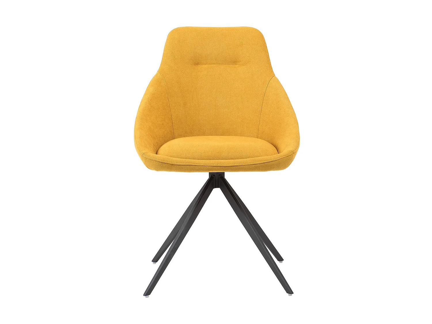 Chaise pivotante à 180º avec accoudoirs tissu jaune moutarde et pieds métal noir Kalo