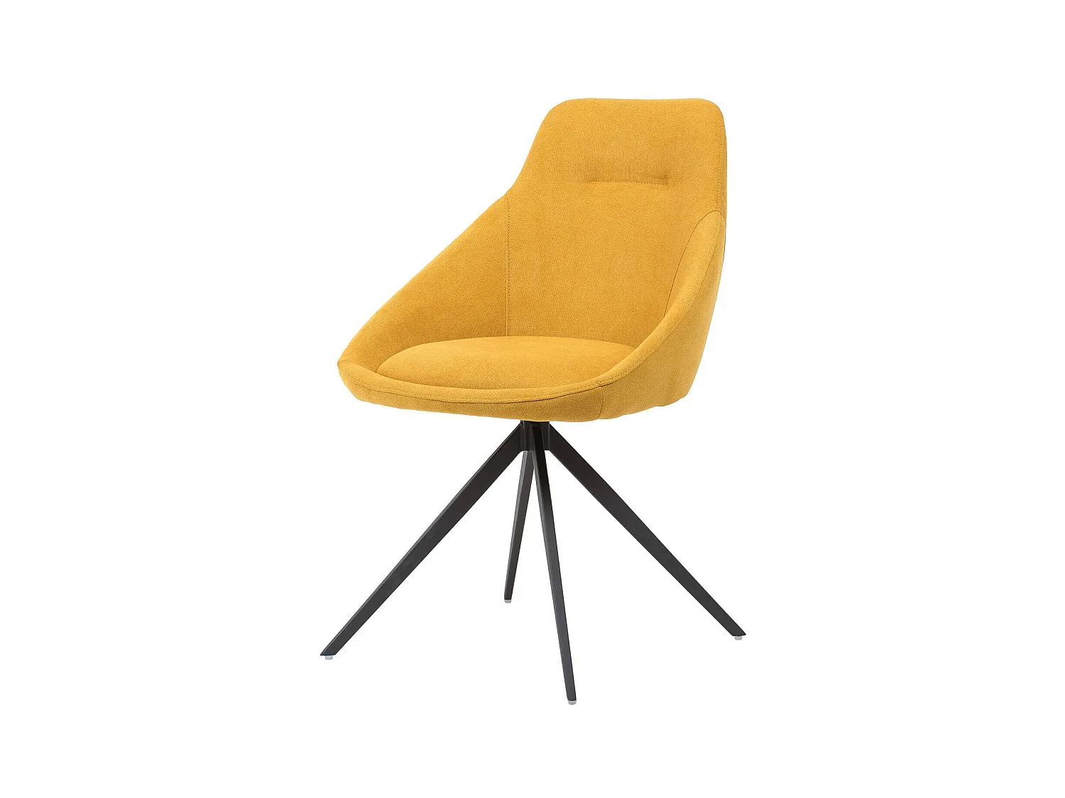 Chaise pivotante à 180º avec accoudoirs tissu jaune moutarde et pieds métal noir Kalo
