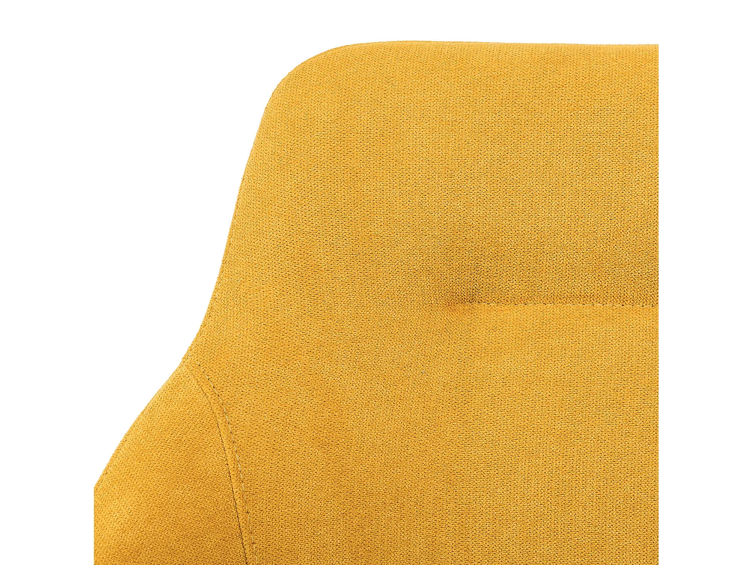 Chaise pivotante à 180º avec accoudoirs tissu jaune moutarde et pieds métal noir Kalo