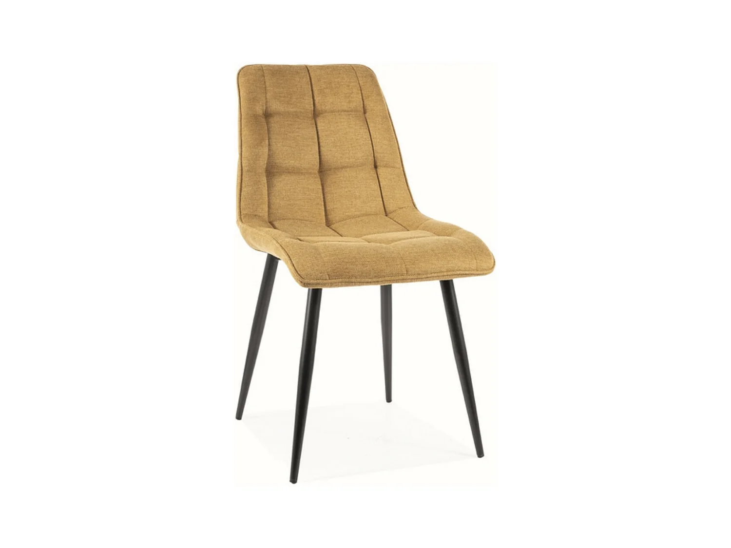 Chaise velours matelassé Komy - Lot de 4-Couleur Jaune curry-Couleur des pieds Noir
