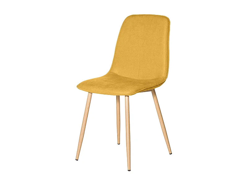 Chaise Klory - Tissu confortable et pieds métal éffet bois naturel-Couleur Jaune curry