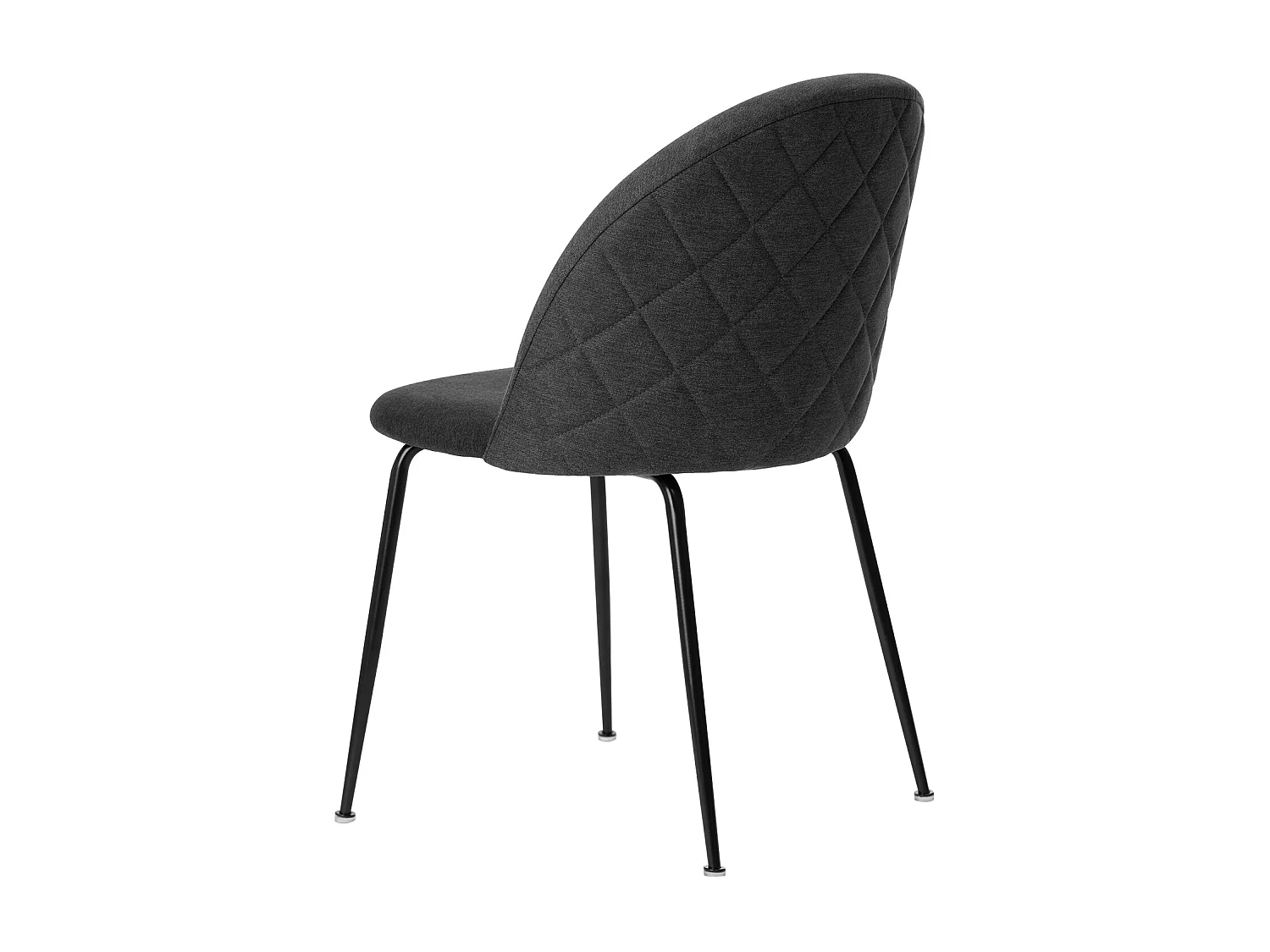 Chaise moderne tissu gris foncé rembourré et pieds métal noir Louba