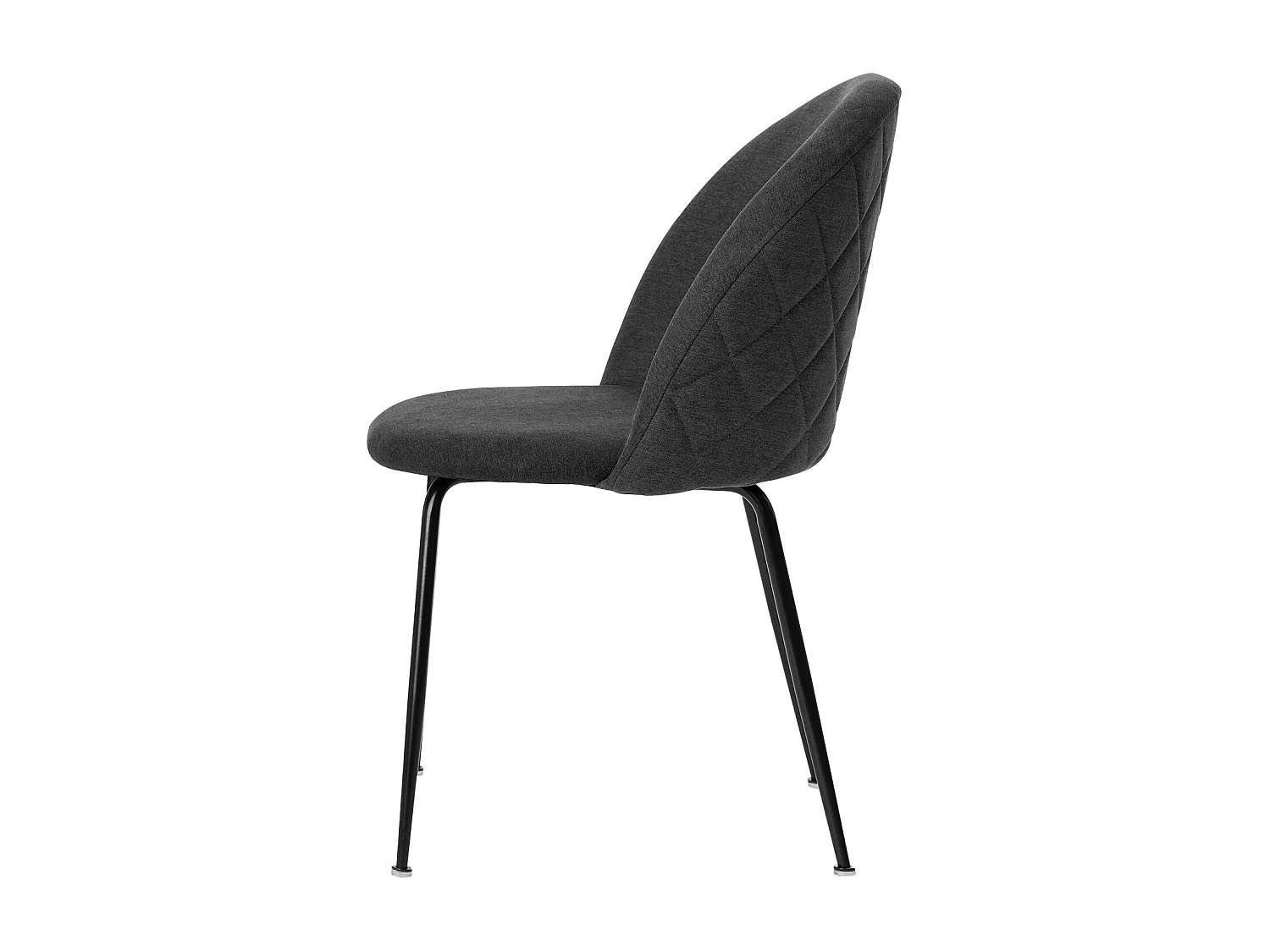 Chaise moderne tissu gris foncé rembourré et pieds métal noir Louba