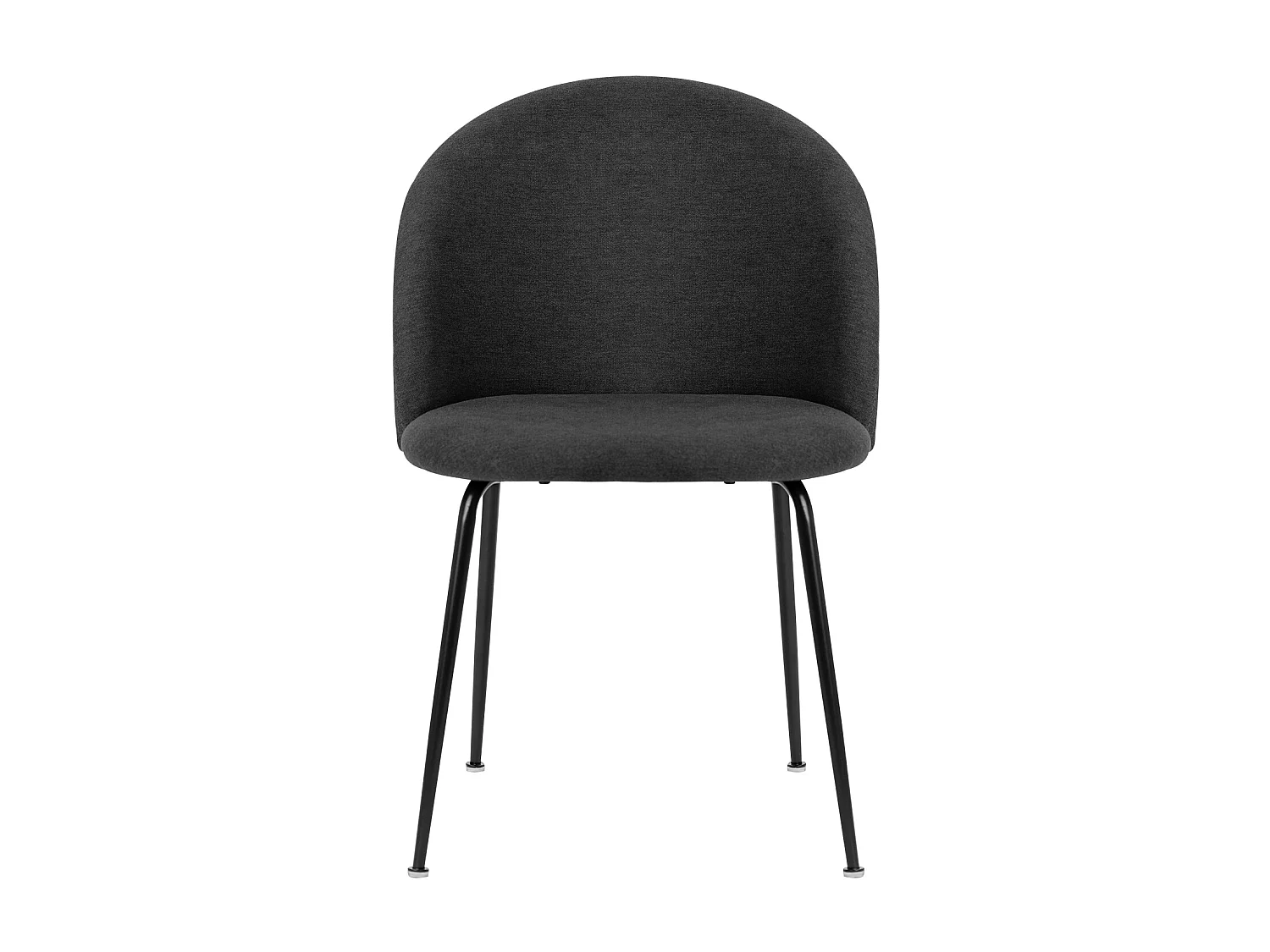 Chaise moderne tissu gris foncé rembourré et pieds métal noir Louba