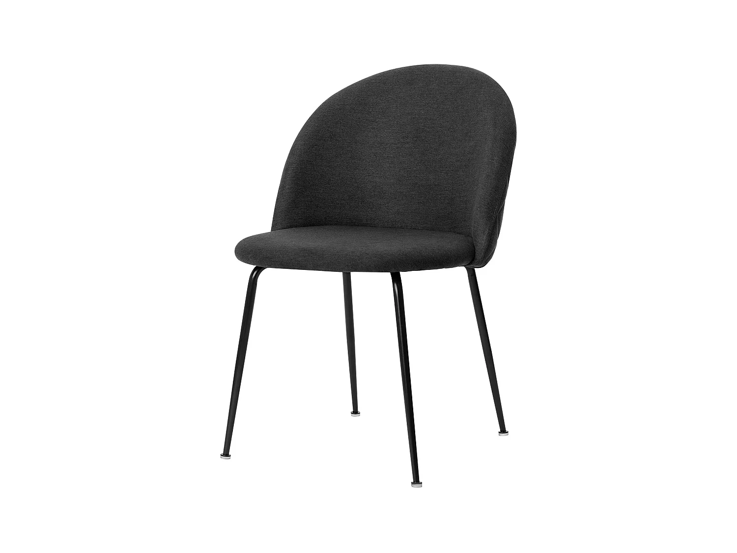 Chaise moderne tissu gris foncé rembourré et pieds métal noir Louba