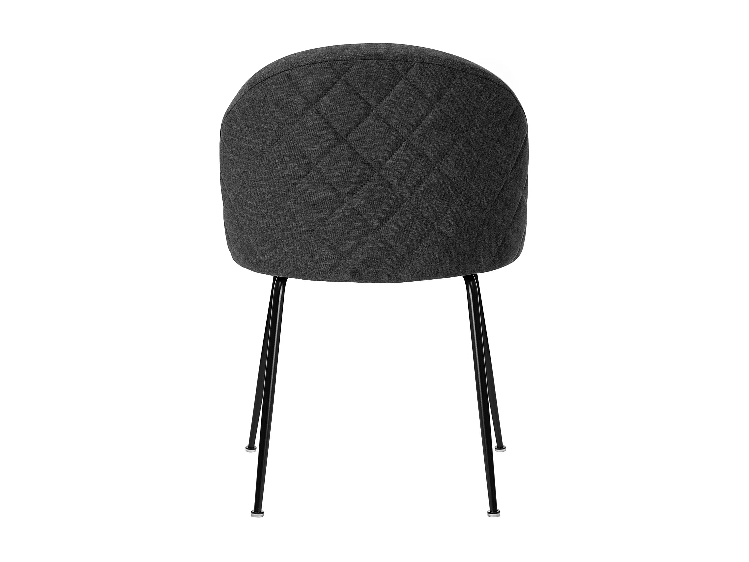 Chaise moderne tissu gris foncé rembourré et pieds métal noir Louba