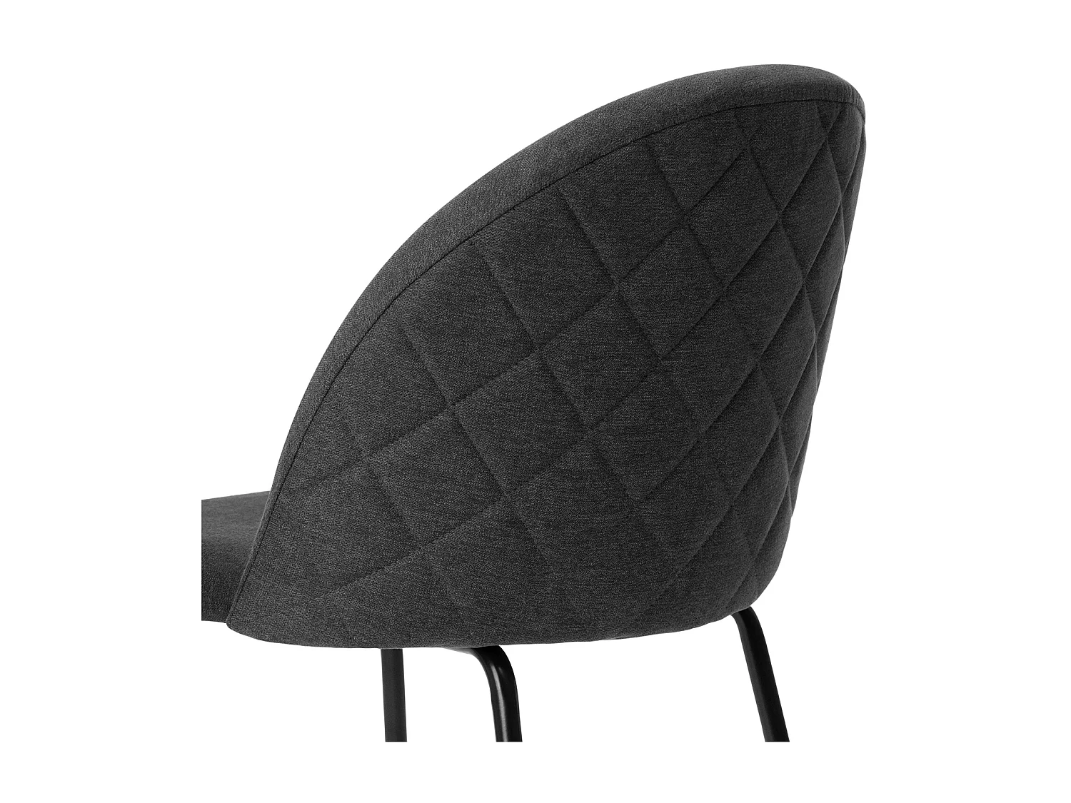 Chaise moderne tissu gris foncé rembourré et pieds métal noir Louba