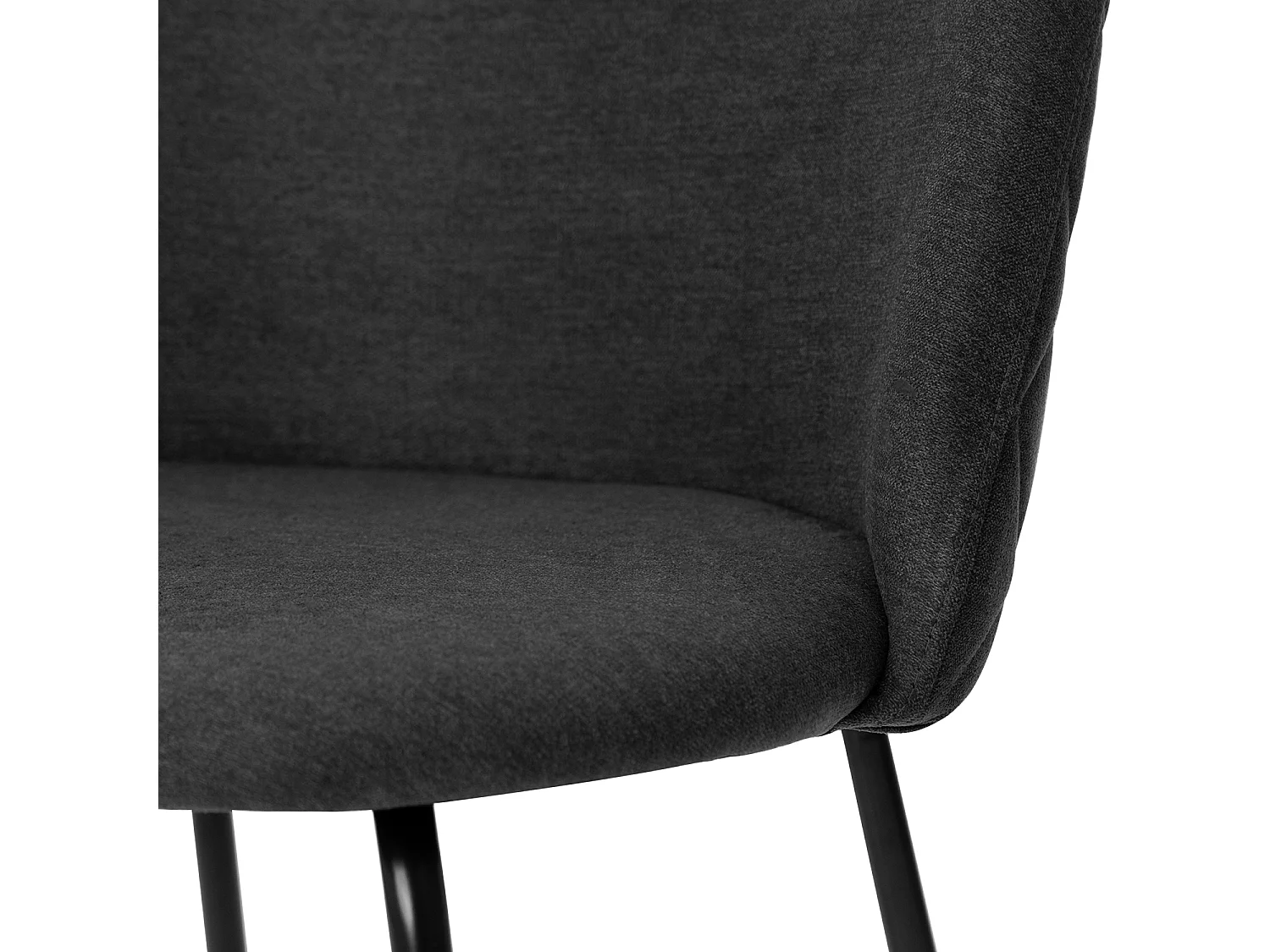 Chaise moderne tissu gris foncé rembourré et pieds métal noir Louba