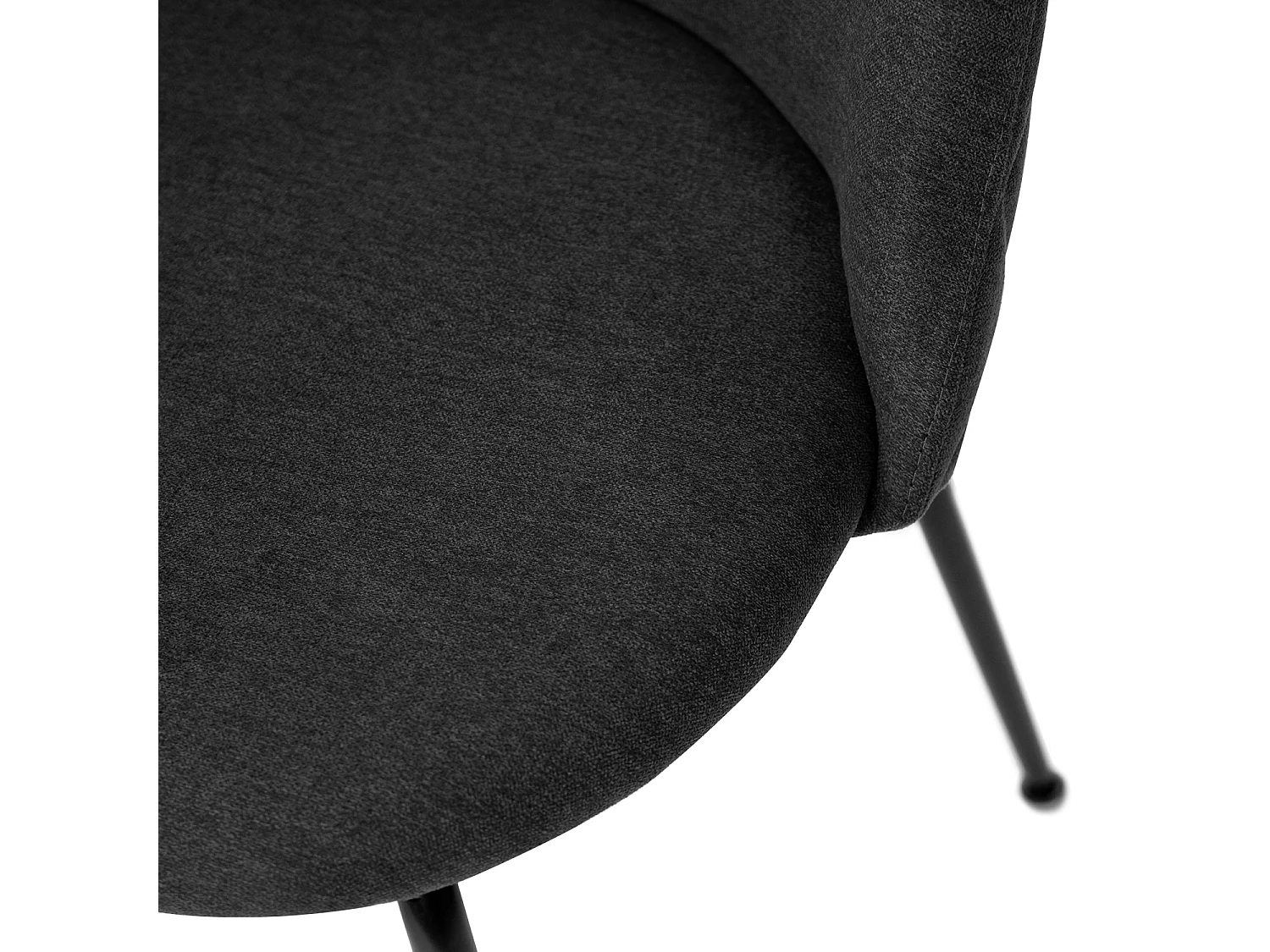 Chaise moderne tissu gris foncé rembourré et pieds métal noir Louba