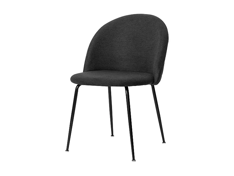Chaise moderne tissu gris foncé rembourré et pieds métal noir Louba