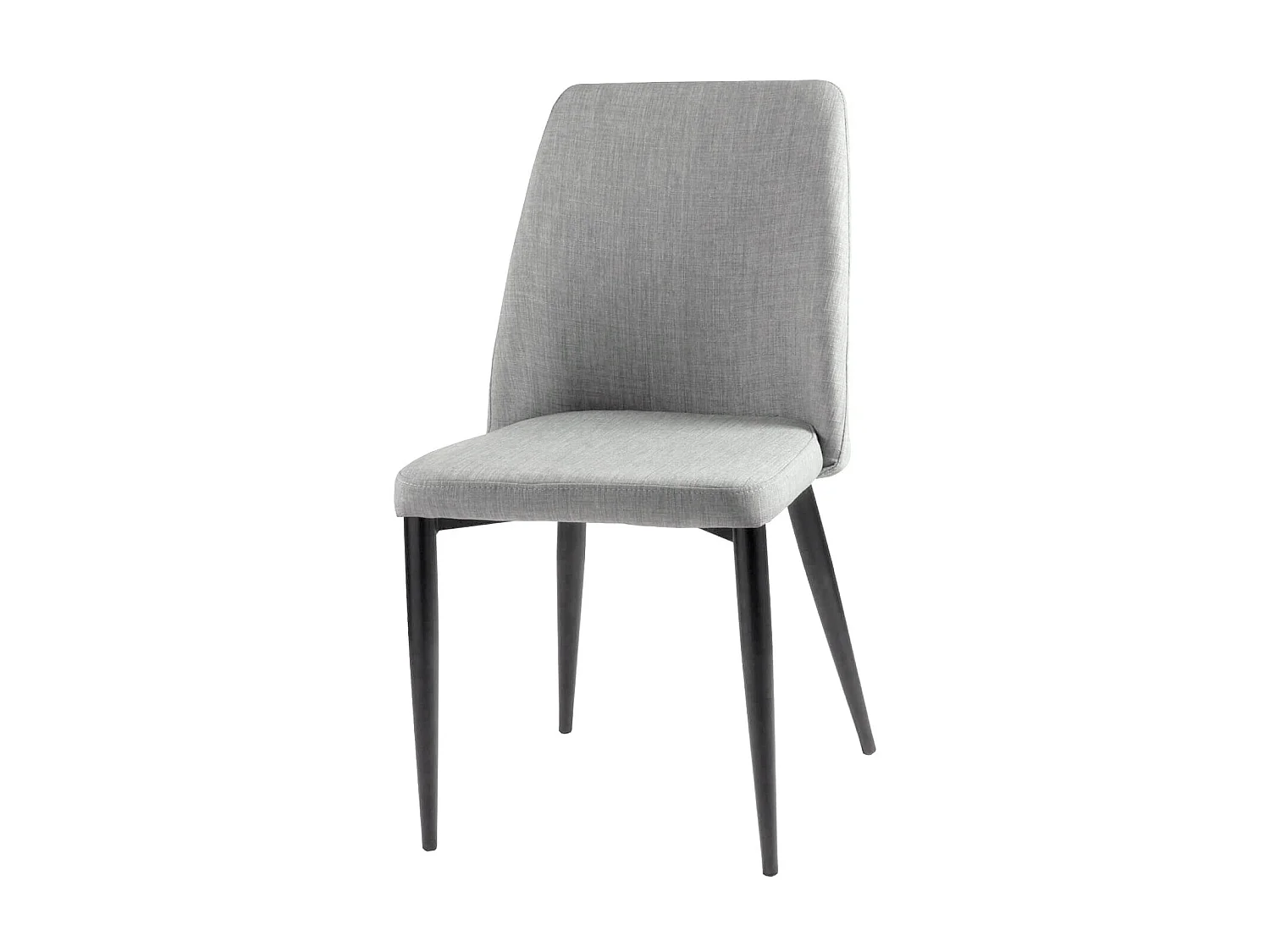 Chaise moderne tissu gris clair rembourré et pieds métal noir Maliza