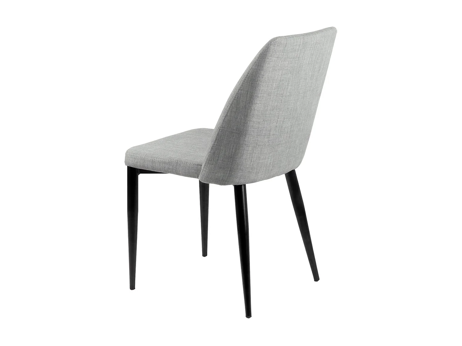 Chaise moderne tissu gris clair rembourré et pieds métal noir Maliza
