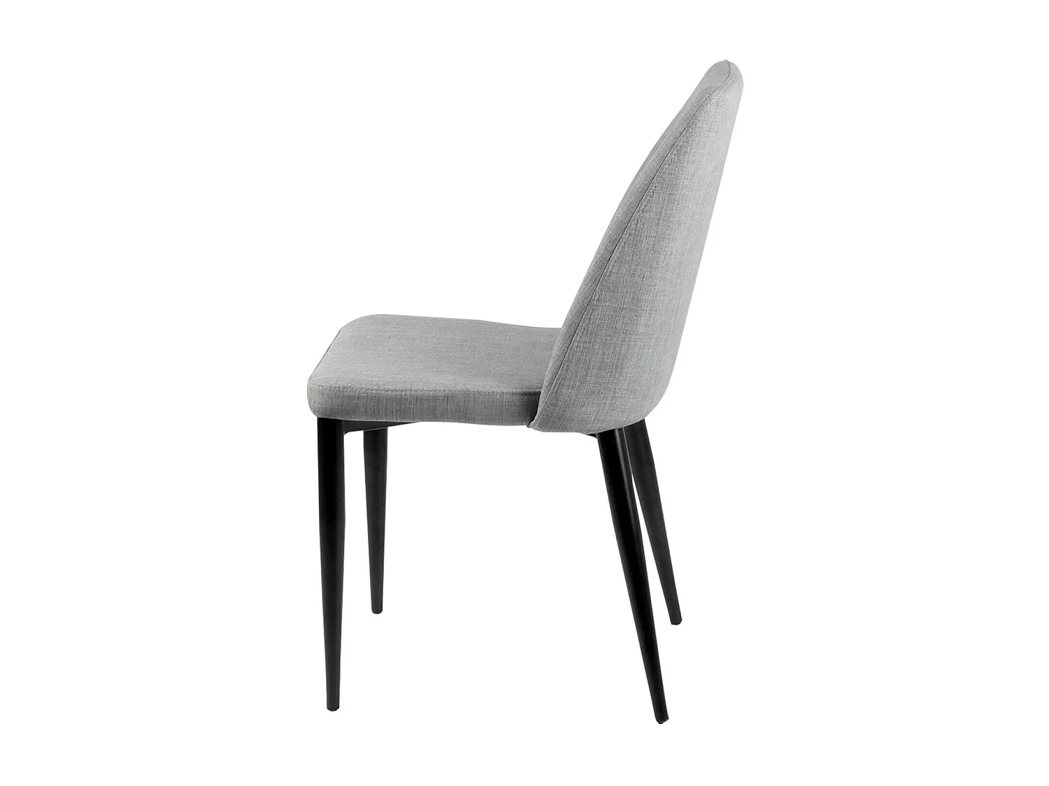 Chaise moderne tissu gris clair rembourré et pieds métal noir Maliza