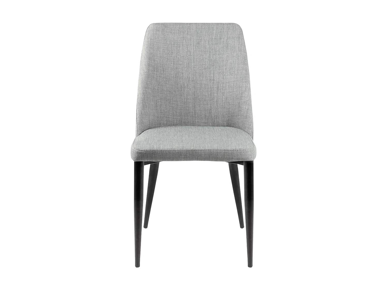 Chaise moderne tissu gris clair rembourré et pieds métal noir Maliza