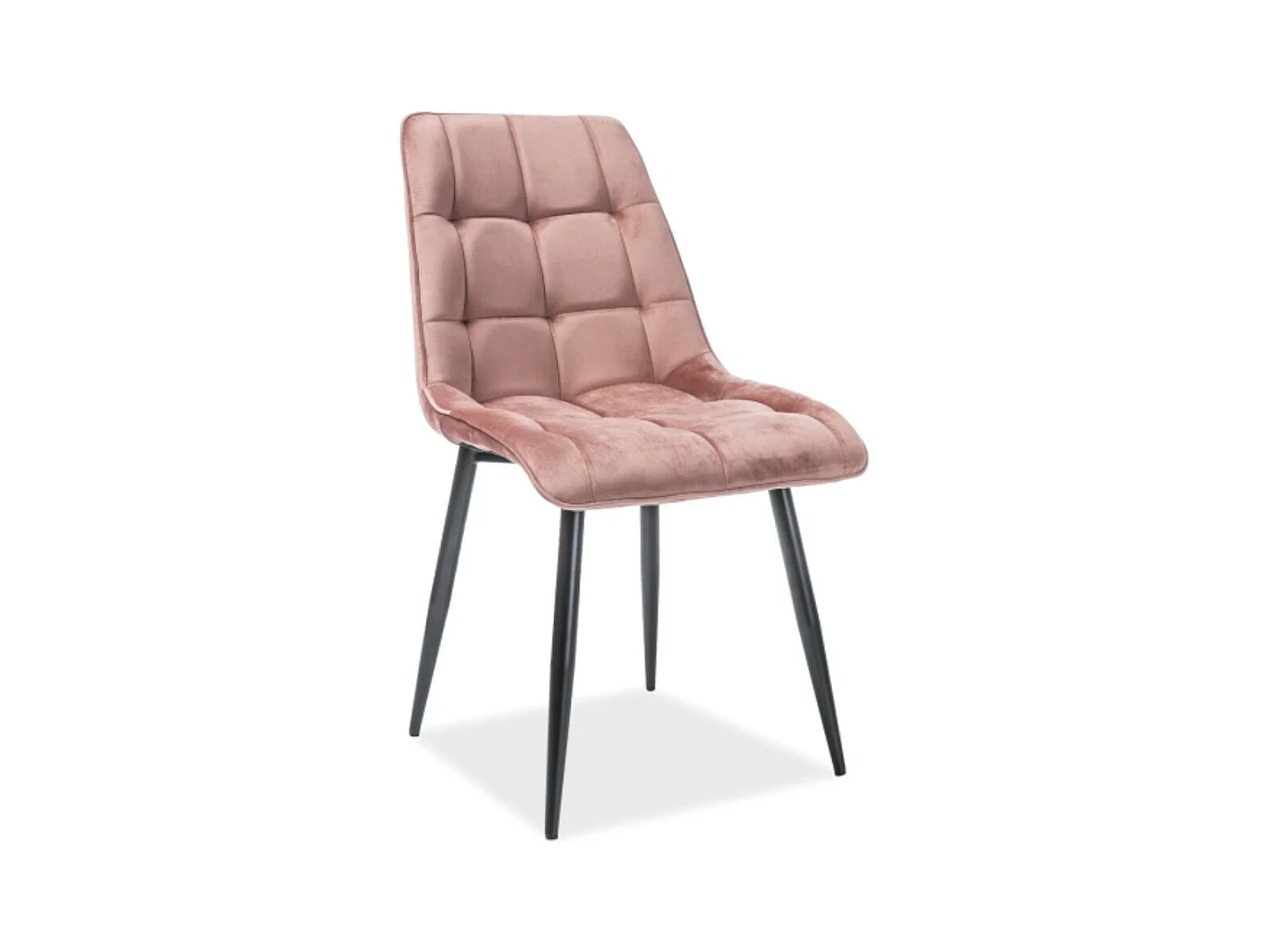 Chaise velours matelassé Komy - Lot de 4-Couleur Vieux rose-Couleur des pieds Noir