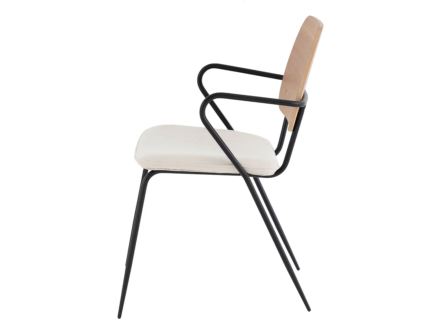 Chaise vintage en bois de chêne et tissu beige clair Dokar