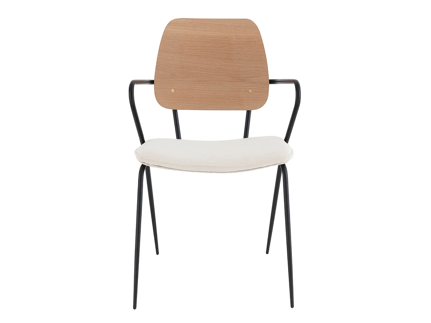 Chaise vintage en bois de chêne et tissu beige clair Dokar