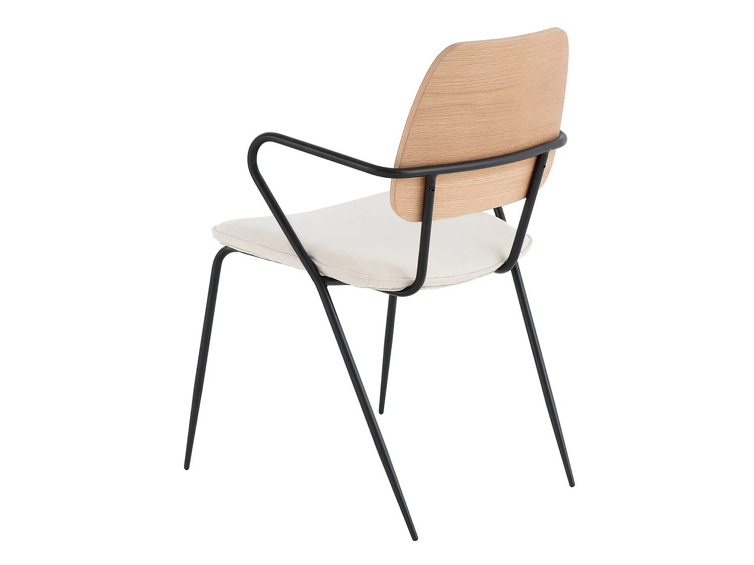 Chaise vintage en bois de chêne et tissu beige clair Dokar