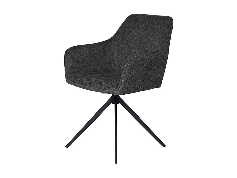 Chaise pivotante à 180º avec accoudoir tissu et pieds métal noir Valera-Couleur Gris foncé