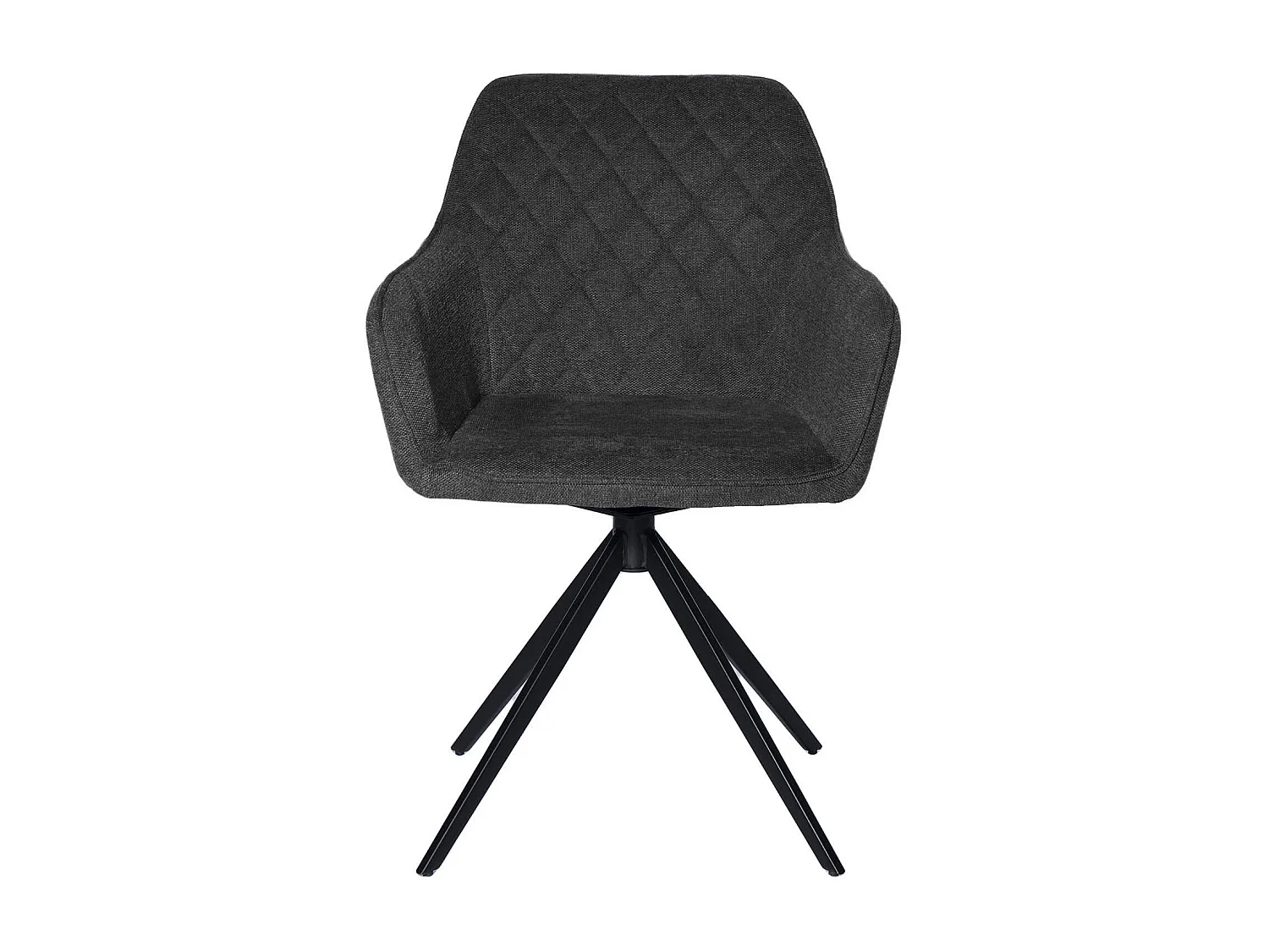 Chaise pivotante à 180º avec accoudoir tissu et pieds métal noir Valera-Couleur Gris foncé