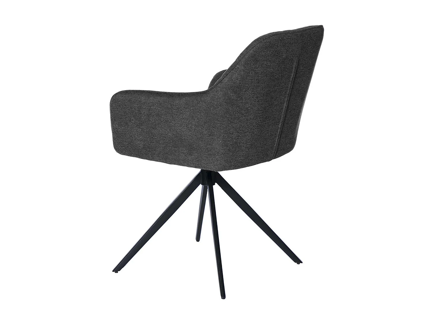 Chaise pivotante à 180º avec accoudoir tissu et pieds métal noir Valera-Couleur Gris foncé