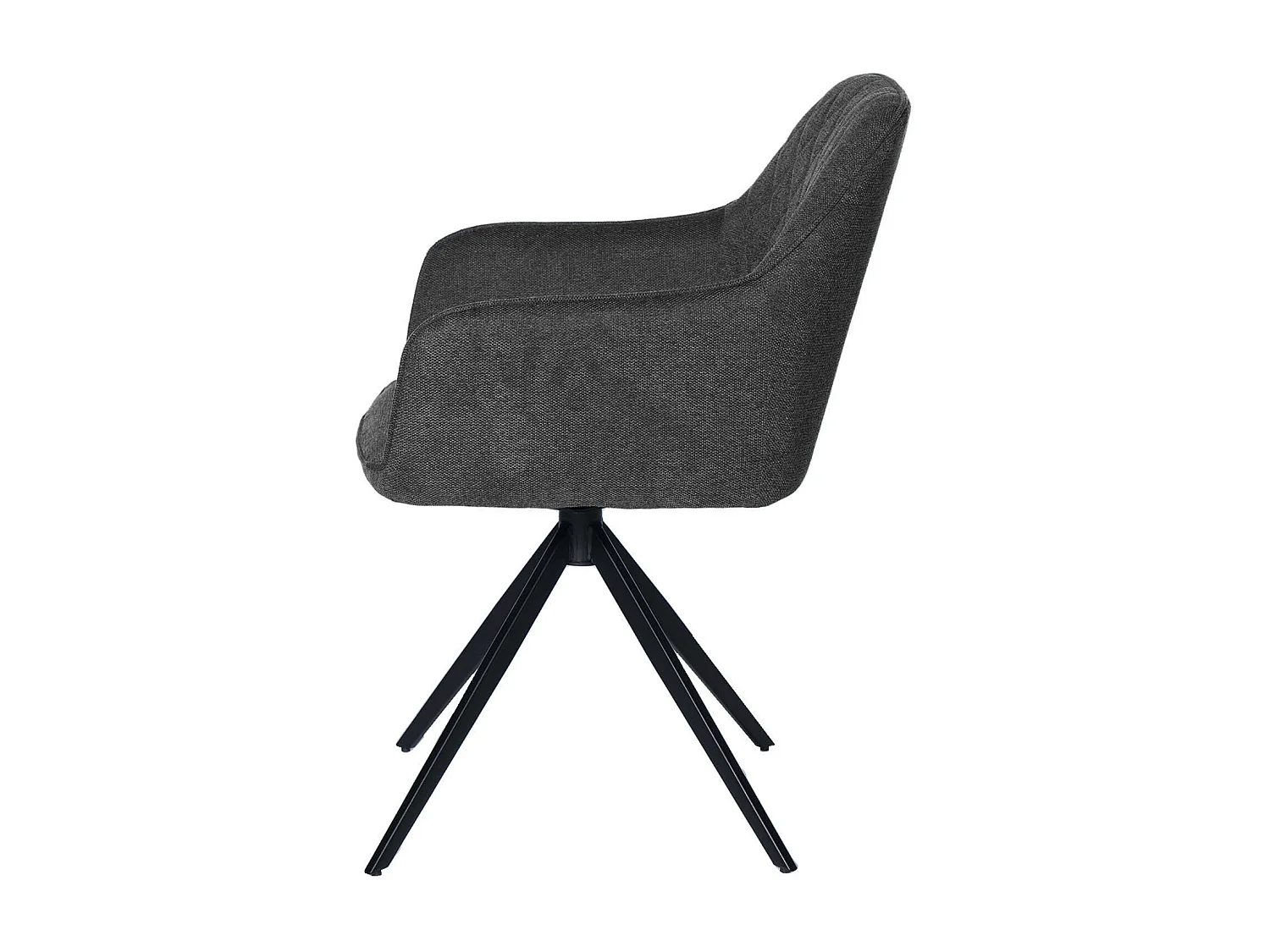 Chaise pivotante à 180º avec accoudoir tissu et pieds métal noir Valera-Couleur Gris foncé