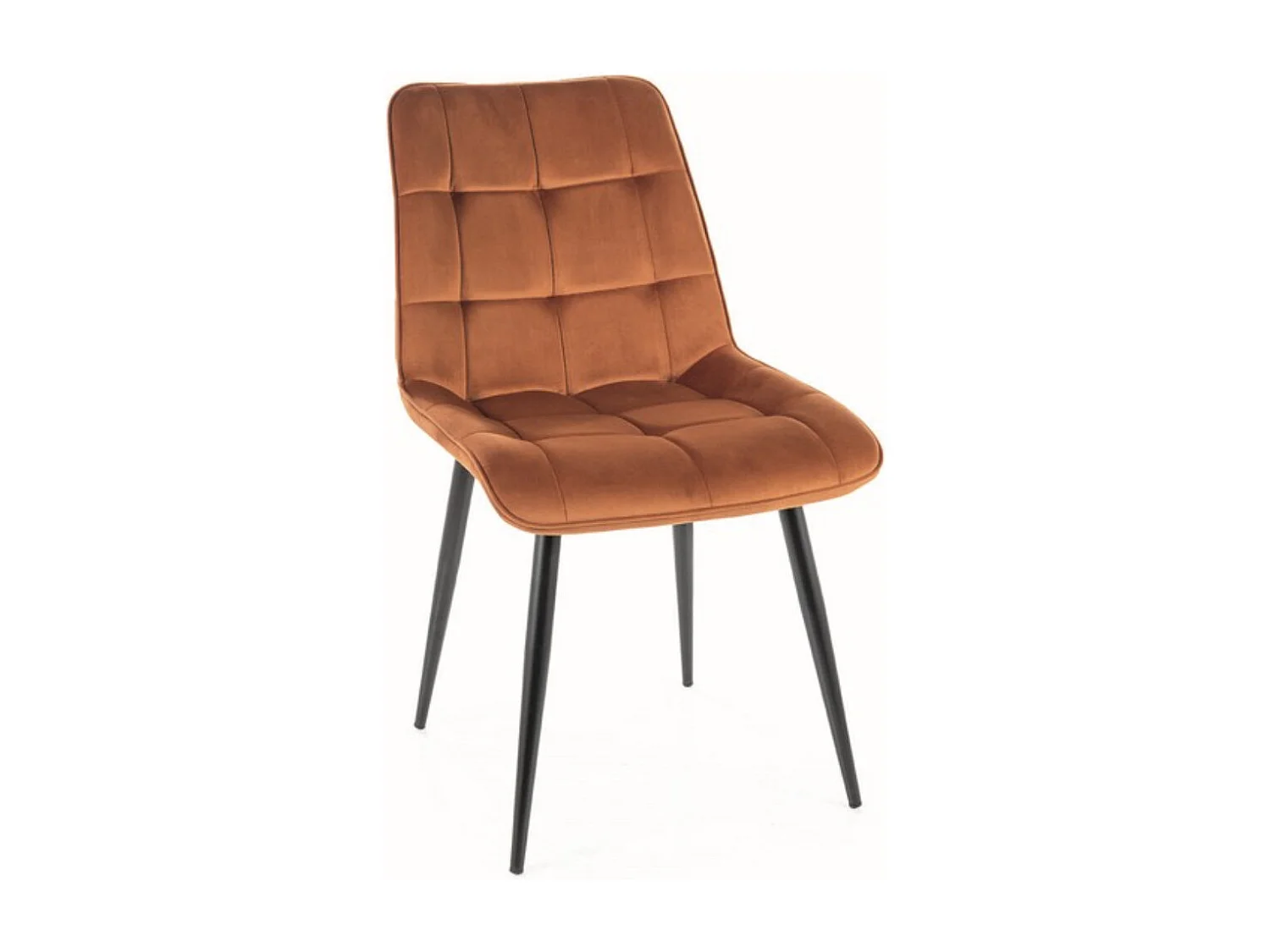 Chaise velours matelassé Komy - Lot de 4-Couleur Orange brûlé-Couleur des pieds Noir