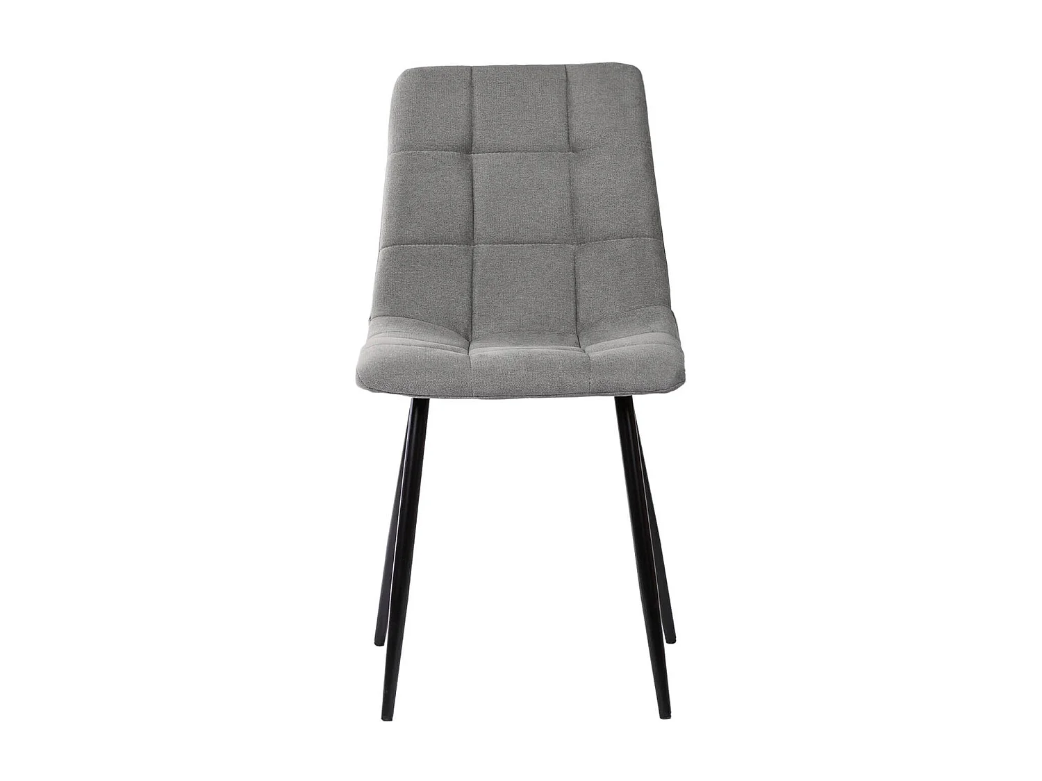 Chaise en tissu capitonnée rembourré Livio – Élégance moderne avec pieds en métal noir-Couleur Gris clair