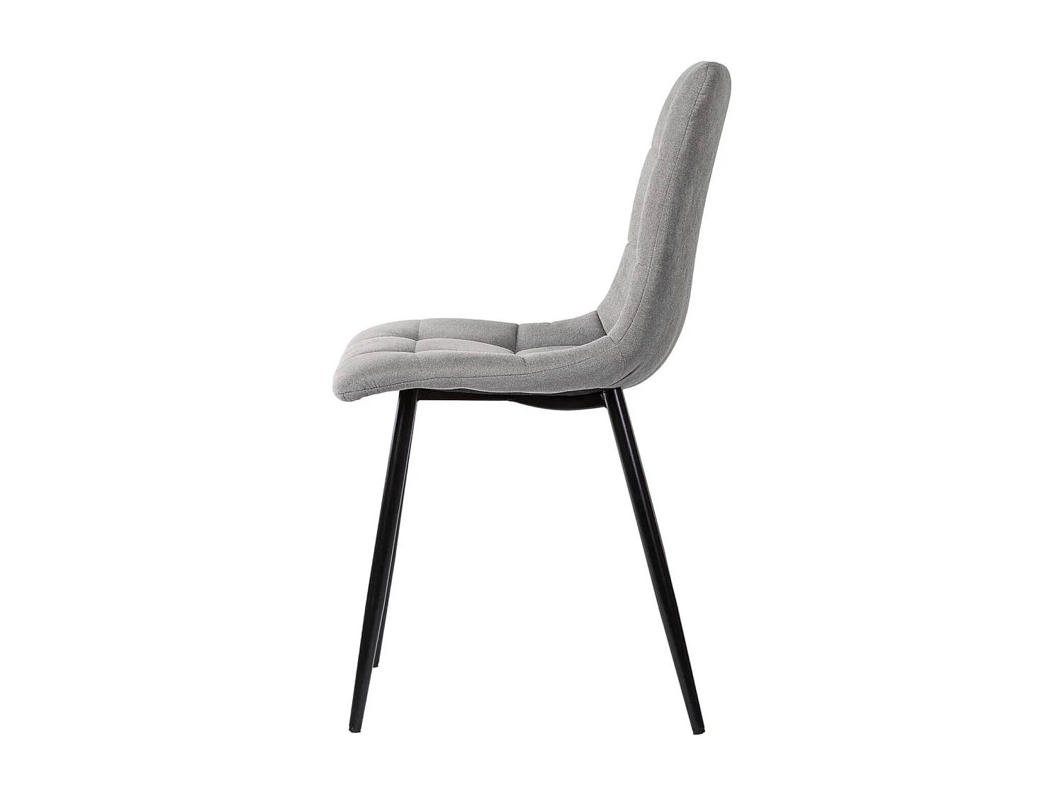 Chaise en tissu capitonnée rembourré Livio – Élégance moderne avec pieds en métal noir-Couleur Gris clair