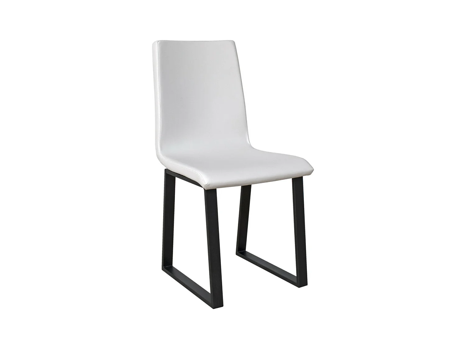 Chaise moderne simili cuir et pieds métal anthracite Tiroz-Couleur Blanc