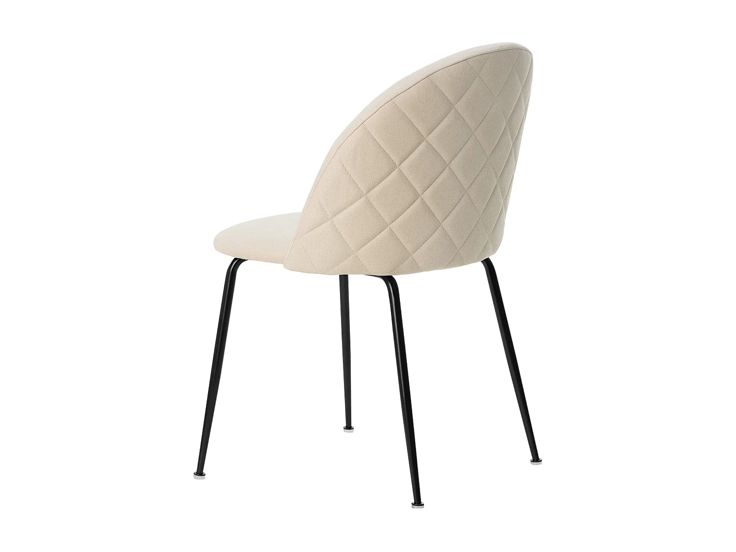 Chaise moderne tissu beige clair rembourré et pieds métal noir Louba