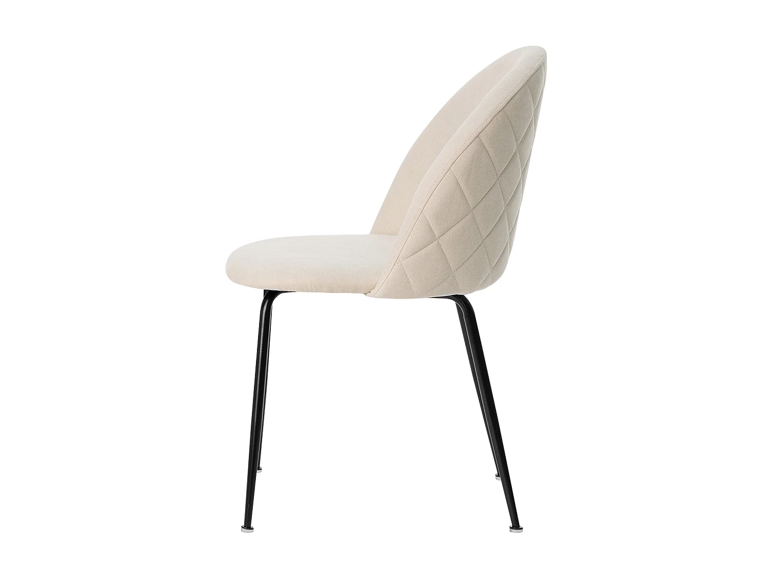 Chaise moderne tissu beige clair rembourré et pieds métal noir Louba