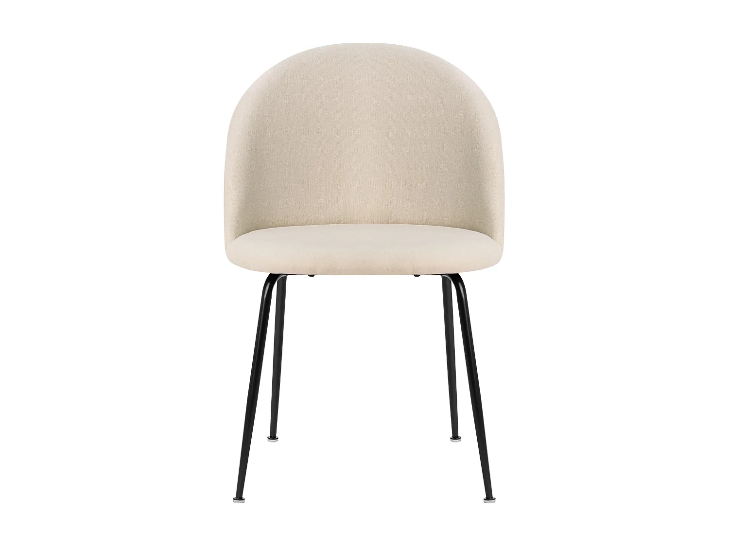 Chaise moderne tissu beige clair rembourré et pieds métal noir Louba