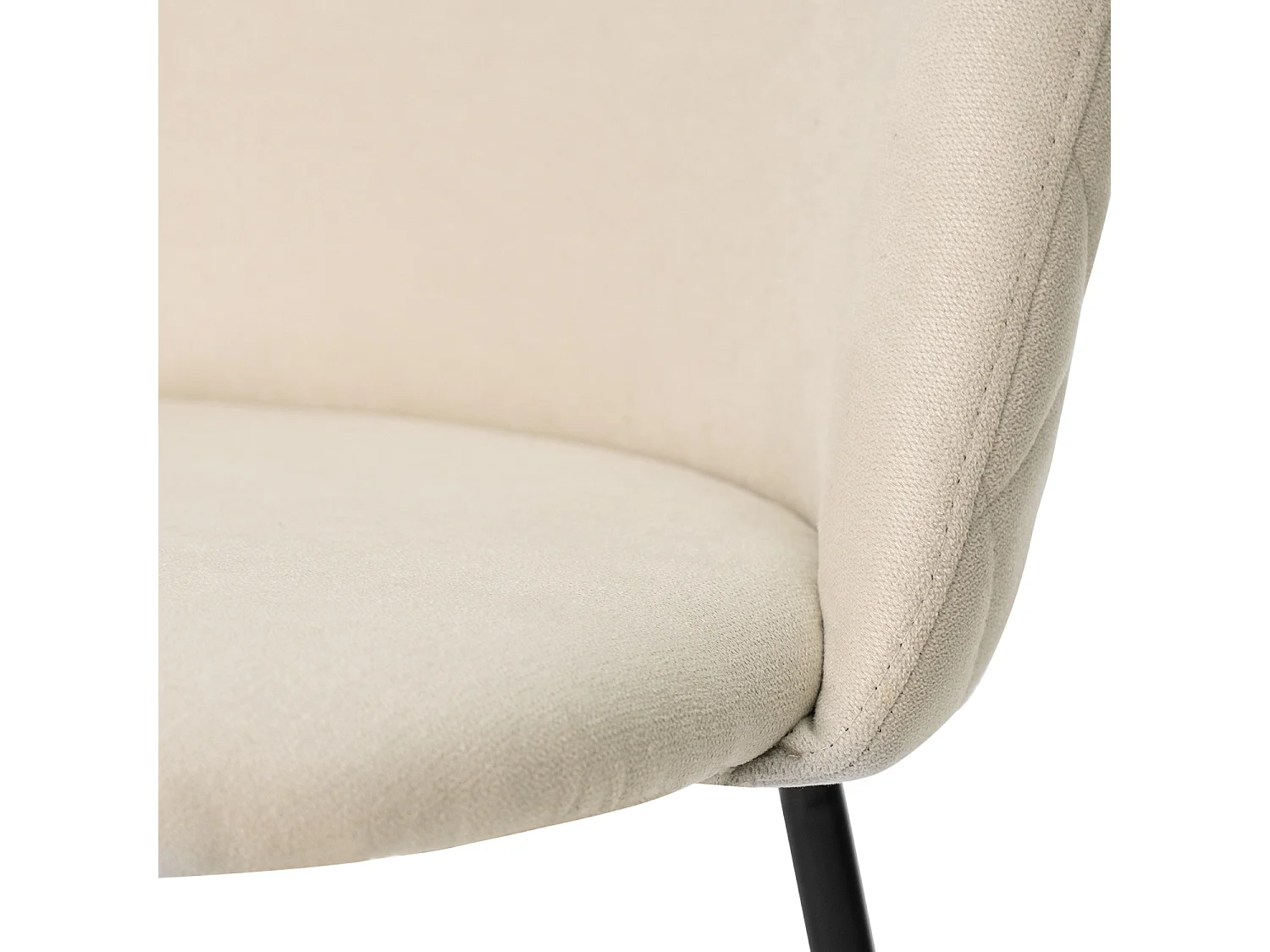 Chaise moderne tissu beige clair rembourré et pieds métal noir Louba