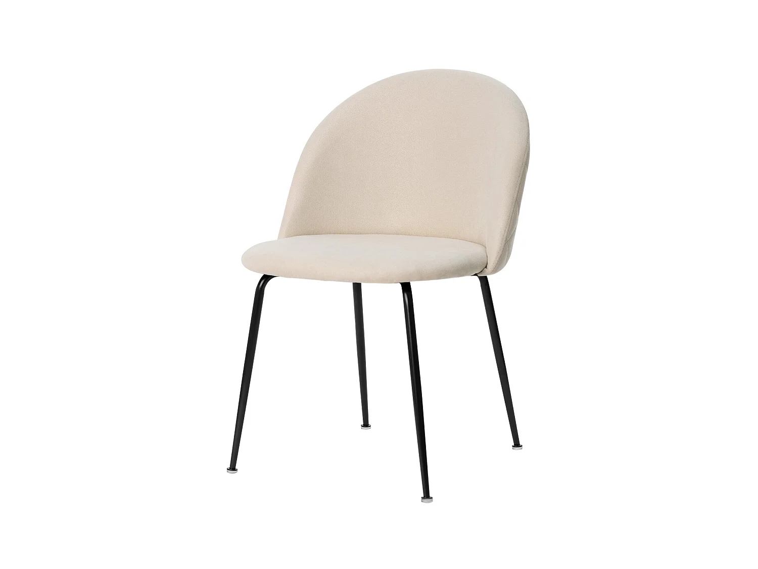 Chaise moderne tissu beige clair rembourré et pieds métal noir Louba