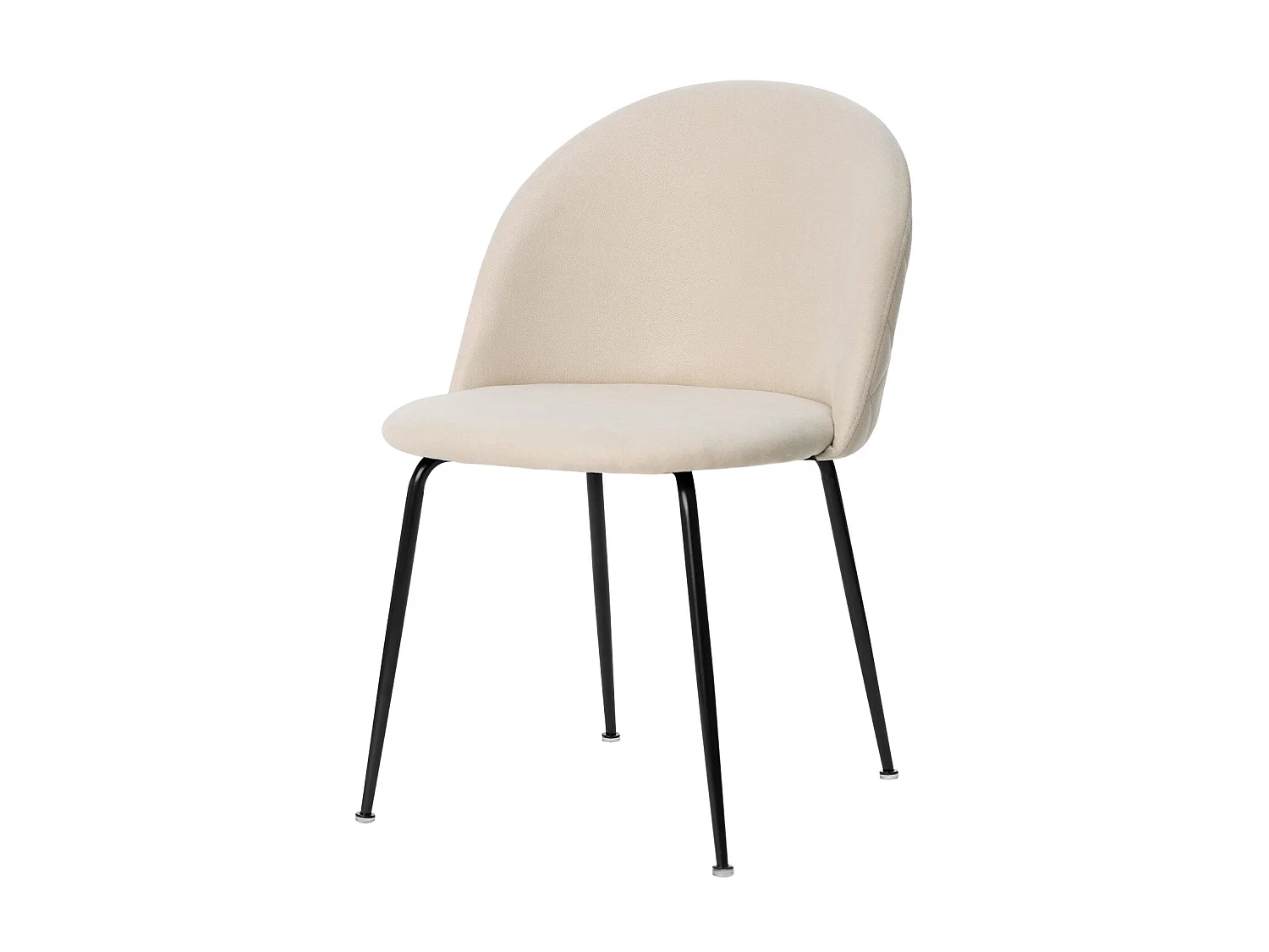 Chaise moderne tissu beige clair rembourré et pieds métal noir Louba