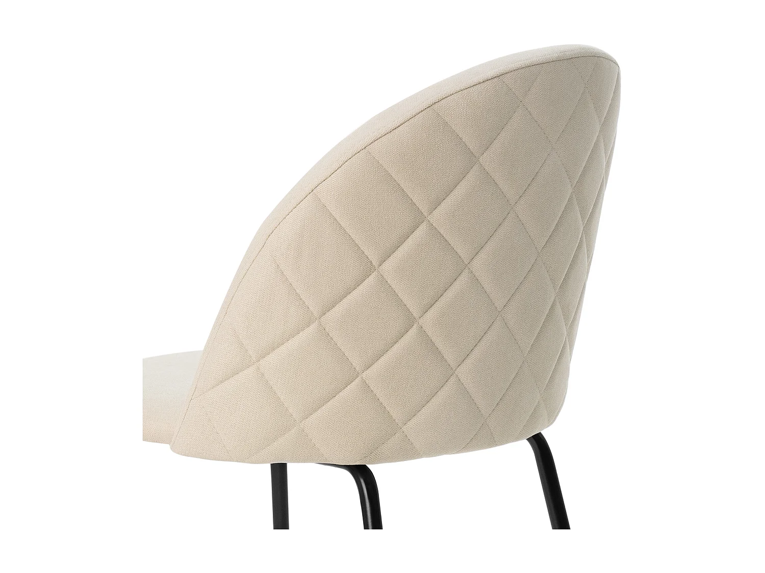 Chaise moderne tissu beige clair rembourré et pieds métal noir Louba