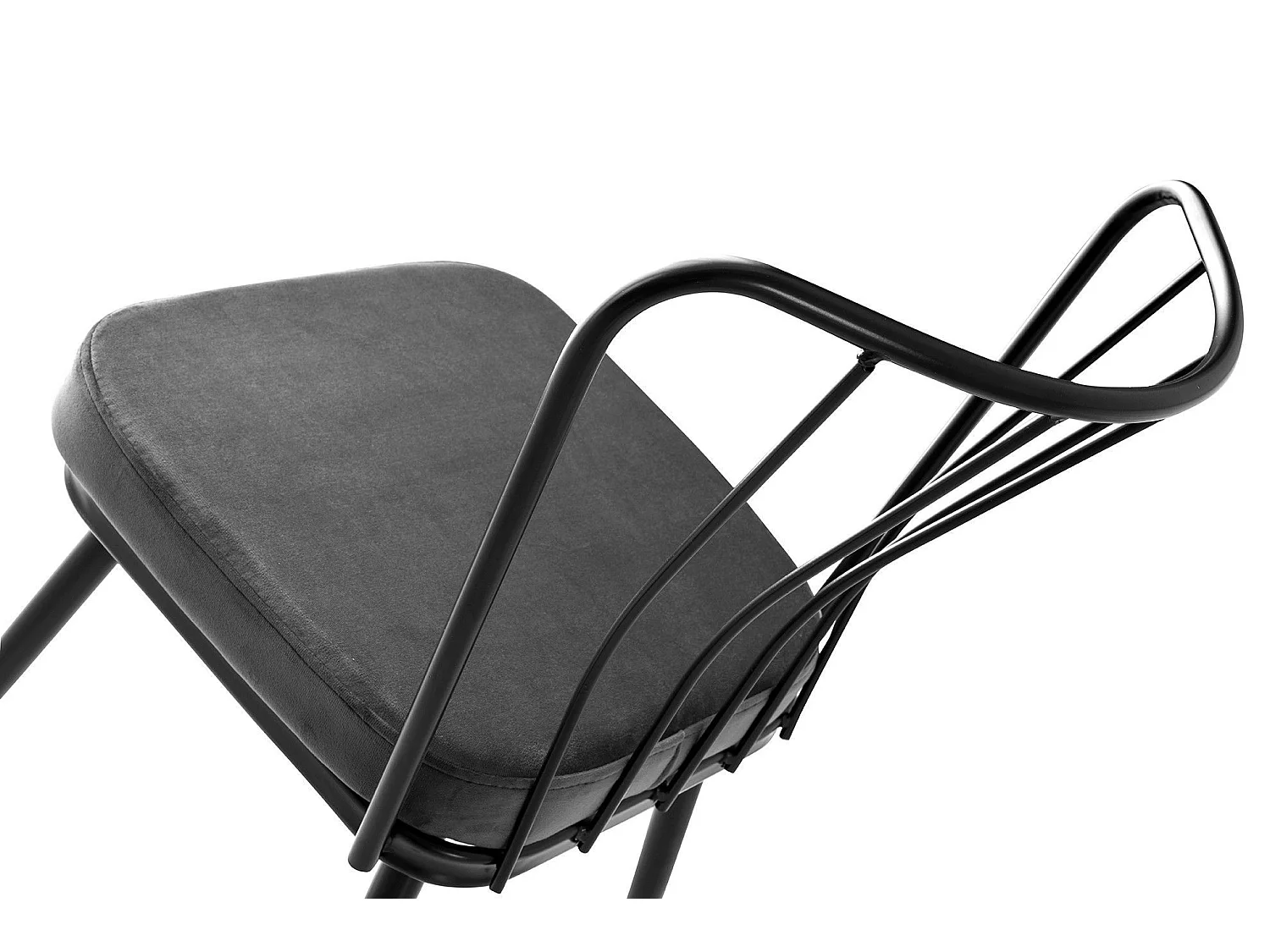 Chaise métal noir et assise velours noir Manky - Lot de 4