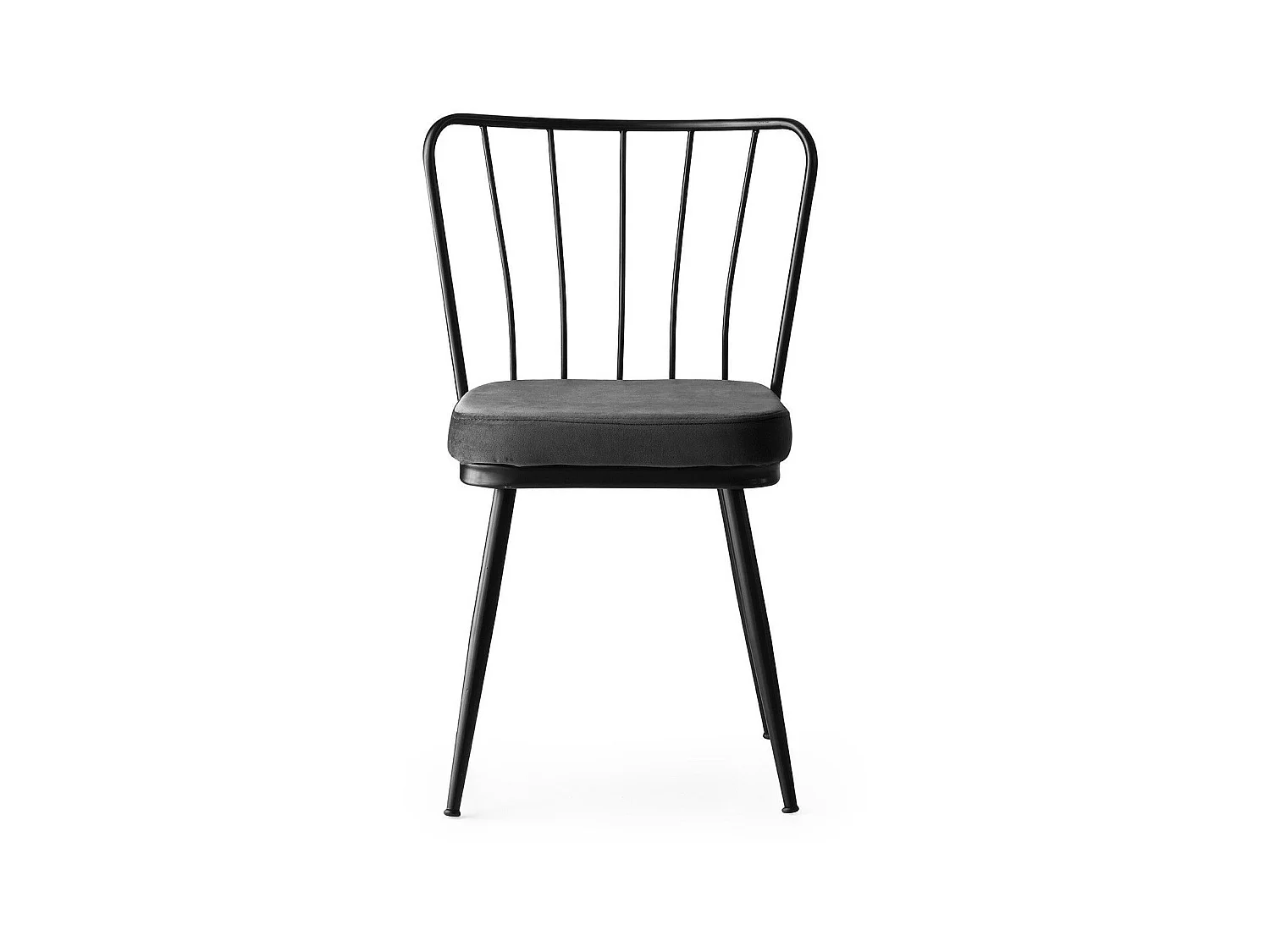 Chaise métal noir et assise velours noir Manky - Lot de 4