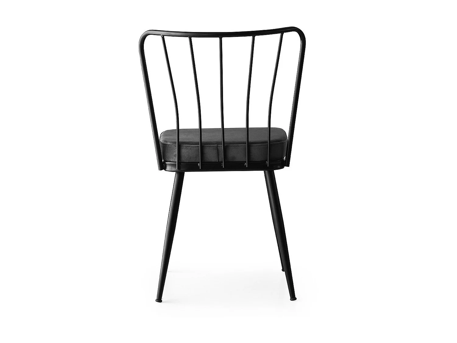 Chaise métal noir et assise velours noir Manky - Lot de 4